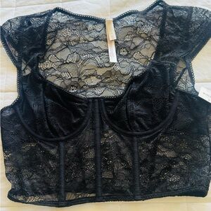 Anthropologie Black Lace Bandeau Bralette